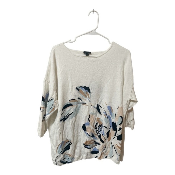 J. Jill Tops - J. Jill Wearever Collection Linen Blend Floral Print Women's Top